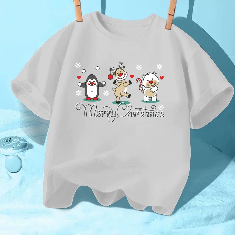 Lololocee Áo Thun Tay Ngắn In Hình Giáng Sinh Cho Bé Gái