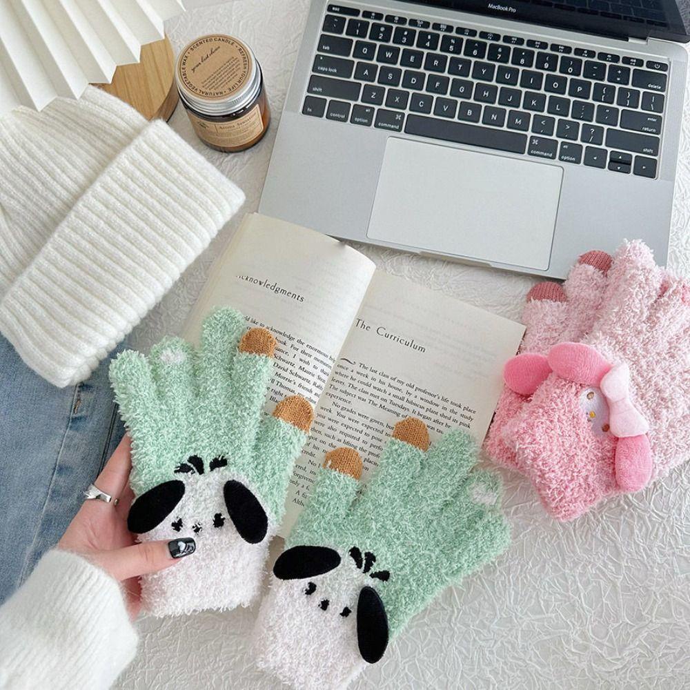 Găng Tay Bông Dày Dặn Ấm Áp Hình kuromi Hoạt Hình melody cinnamoroll Có Thể Chạm Màn Hình Cảm Ứng Thời Trang Mùa Đông Dành Cho Bạn Nữ