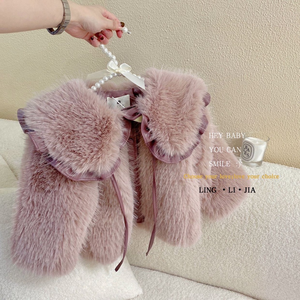 Áo khoác bé gái áo khoác lông ấm áp Phong Cách Hàn Quốc Thời Trang Mùa Đông Mới Cho Bé Gái