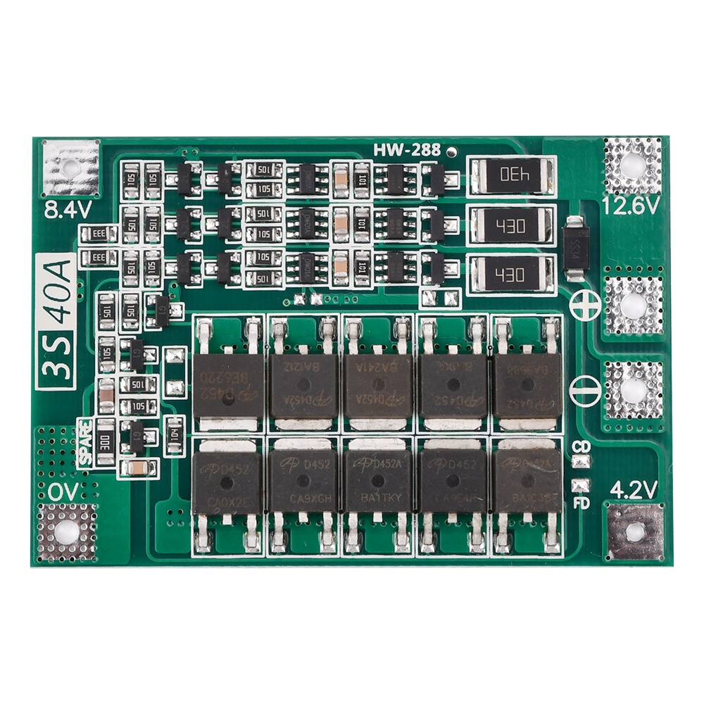 ZIQQUCU Bảng Mạch Bảo Vệ Pin lithium li-ion 3s 12v 40a Có Sạc Cân Bằng