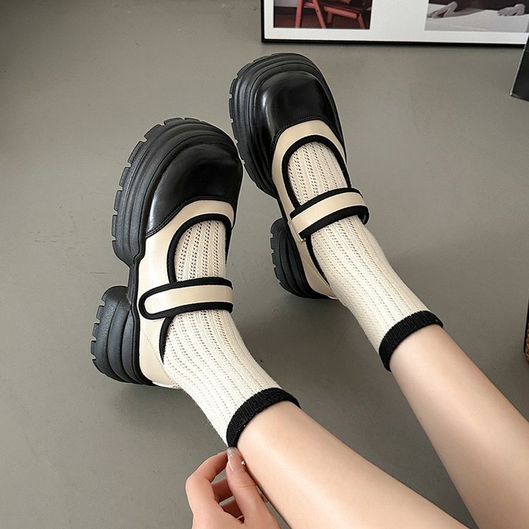 Giày Lười Da pu Đế Dày Mũi Tròn Phong Cách Anh Quốc Thời Trang Cho Nữ