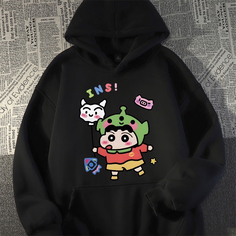 Áo hoodie Tay Dài Dáng Rộng In Hình Cậu Bé Bút Chì shin-chan Thời Trang harajuku