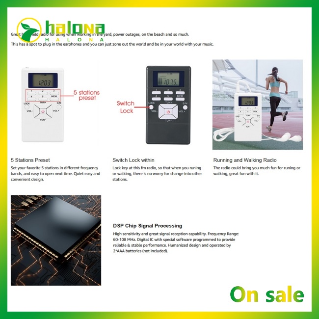 Radio Kỹ Thuật Số Bỏ Túi halo fm Có Màn Hình lcd Hiển Thị Pin Và Bán Dẫn