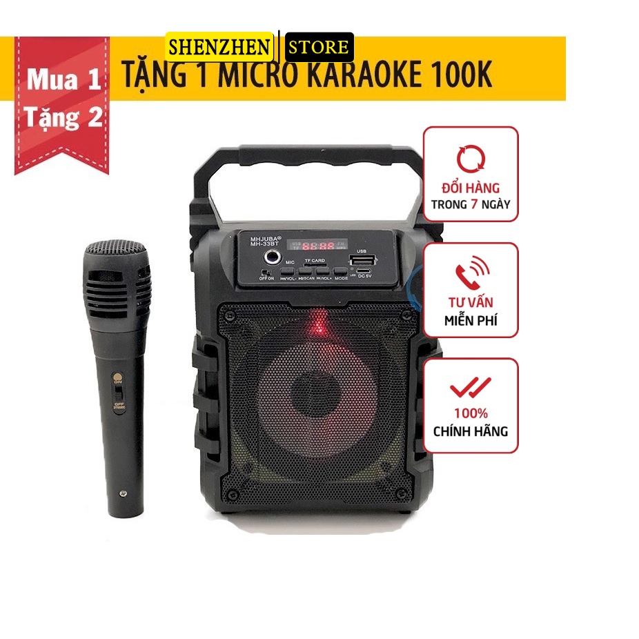 [TẶNG 1 MIC KARAOKE CÓ VANG 100K] Loa Kẹo Kéo Karaoke Bluetooth Mini MH-33bt Tiện lợi Âm to Cực đã