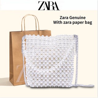 Túi đeo chéo ngọc trai ZARA Quà tặng ngày của mẹ Thời trang nữ Mới Beg Đính cườm Túi cầm tay Dây chuyền đa năng Túi xô thủy triều