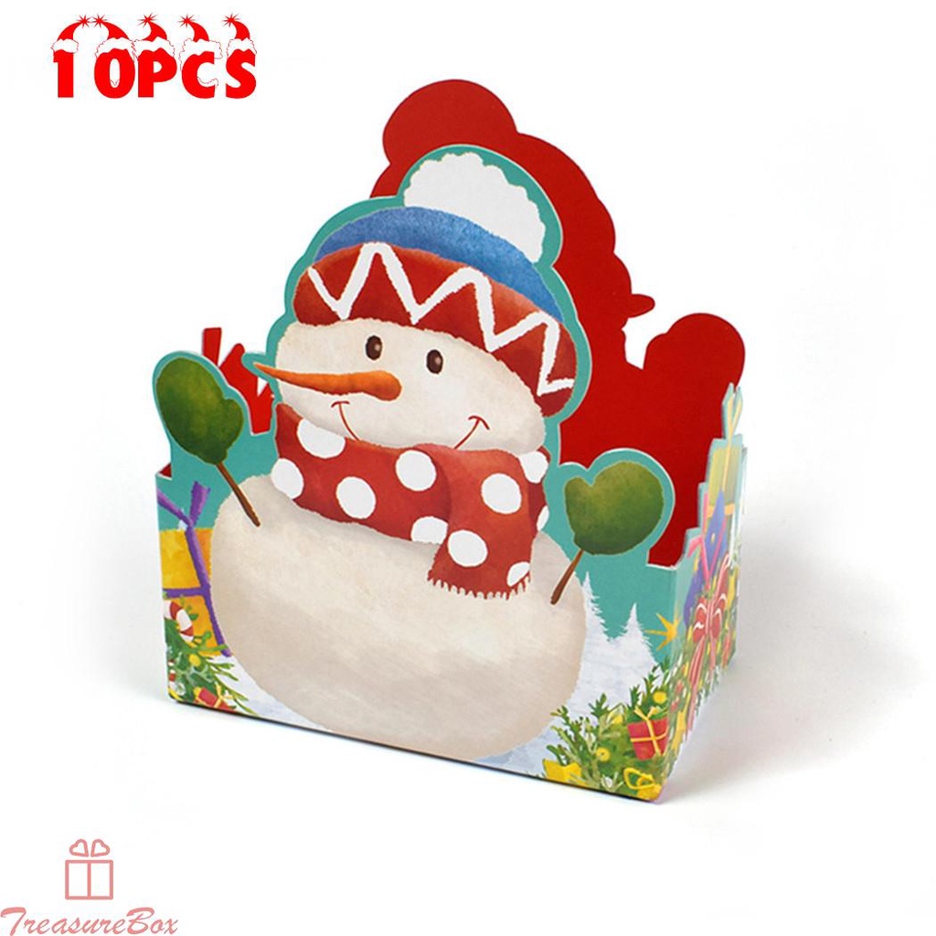 Santa Claus Theme Candy Storage Boxes Pack of 10 for Christmas Celebrations