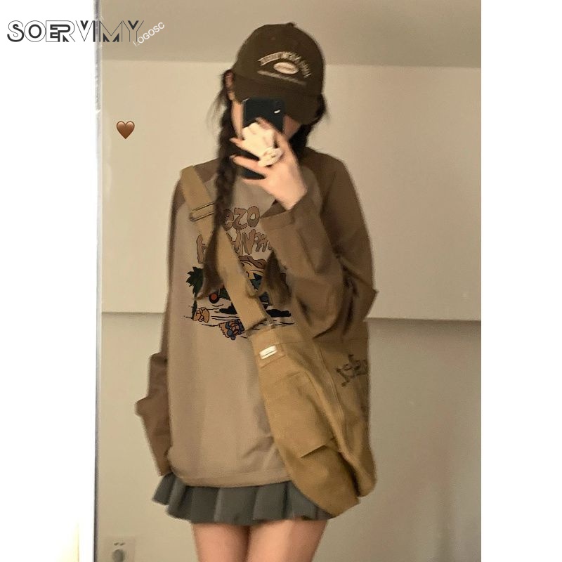 SOERVIMY áo phông Tay dài áo thun nữ hoodie Dễ thương Fashion INS xu hướng WMY23A0YF2 43Z231026