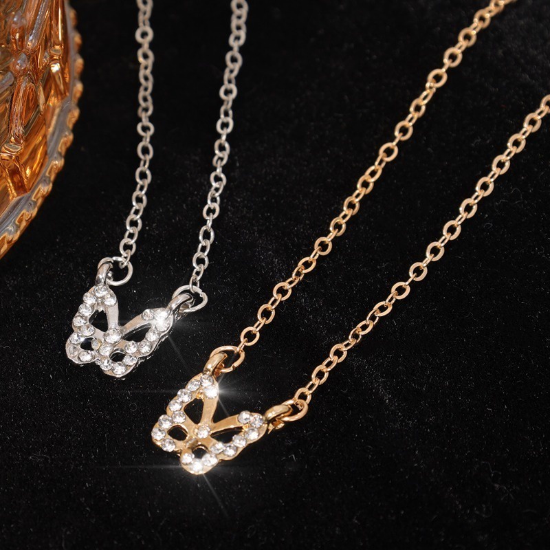 Vòng cổ Mặt Hình Bướm Đính Đá Lấp Lánh Sang Trọng Cho Nữ