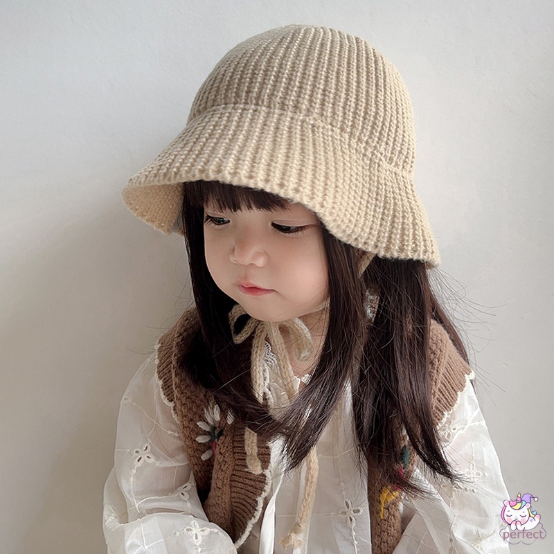 Mũ Len cotton Buộc Dây Ấm Áp Cho Bé