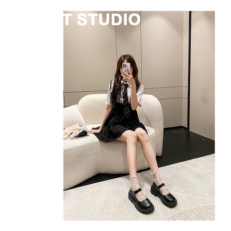 STREET STUDIO  giày búp bê đế cao lolita giày Mary Jane Đế da mềm đế thời trang FLF23A1226 44Z231030