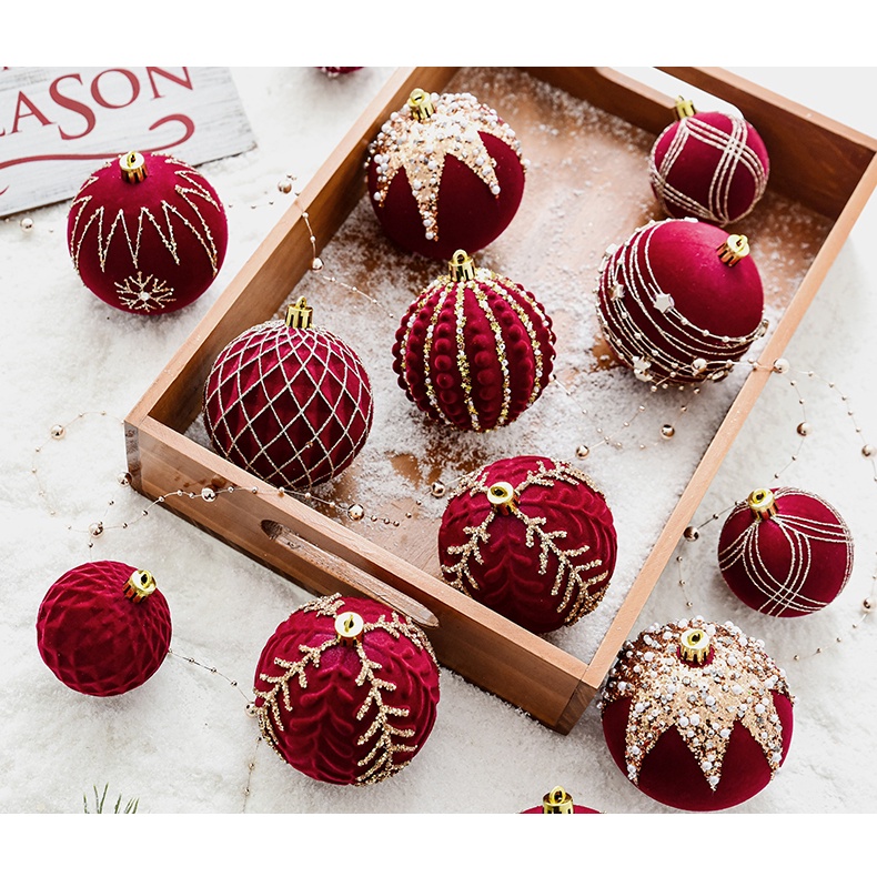 Noki Quả Châu Màu Đỏ Sẫm Trang Trí Cây Thông Noel diy