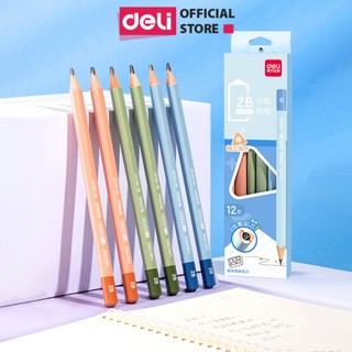  Vỉ 12 Bút Chì Gỗ 2B Lõi Dày Màu Pastel Deli - Chì Đậm Nhạy Máy Chấm Thi Học Sinh Văn Phòng Vẽ Tranh Tô Trắc Nghiệm 