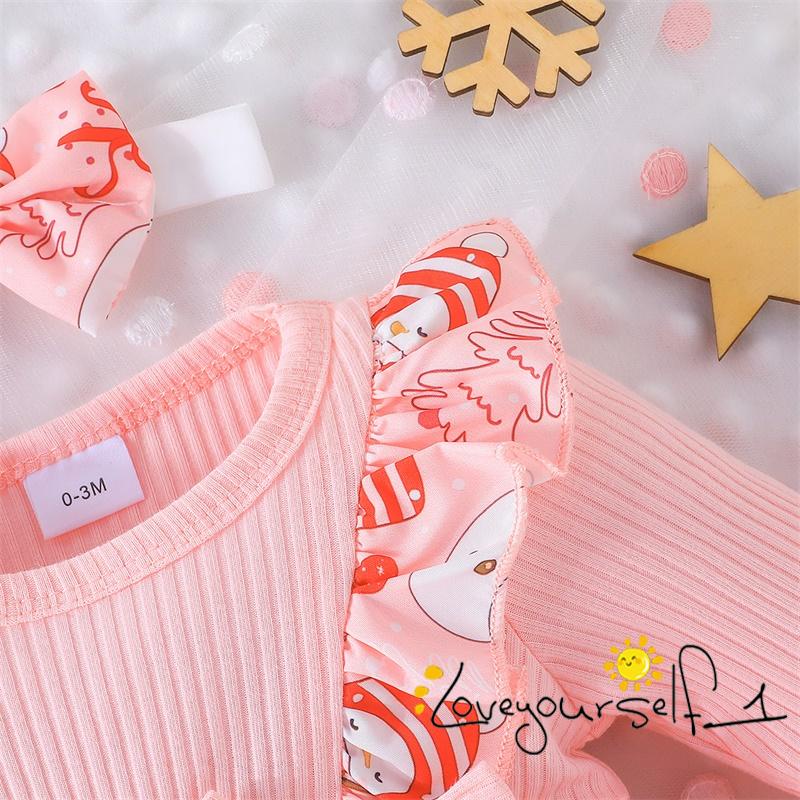 Set Đồ Giáng Sinh 2 Món Gồm Áo Tay Dài Và Băng Cài Đầu In Họa Tiết Hoạt Hình Cho Bé Gái Sơ Sinh b930g