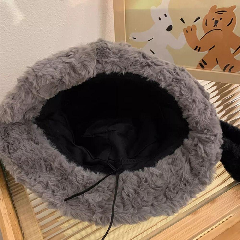 Nón Tai Bèo Phủ Lông Dày Dặn Giữ Ấm Hình Chú Chó Dễ Thương Thời Trang Cho Nữ