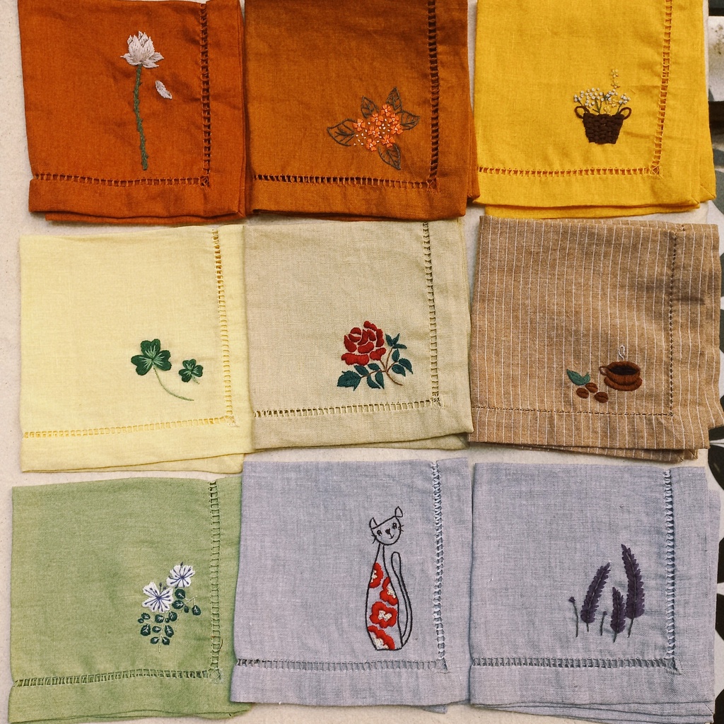 Khăn tay linen/lụa  - nhắn tin chọn mẫu