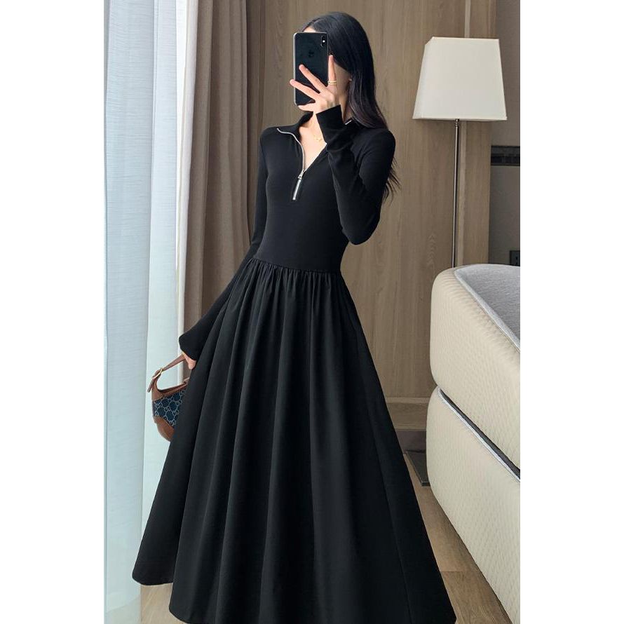 Set Váy Dài Nữ Váy body Dáng Dài Đầm Mùa Đông Cổ Chữ v Phong Cách Thời Trang Pháp Cổ Điển Mới Dành Cho Nữ | BigBuy360 - bigbuy360.vn