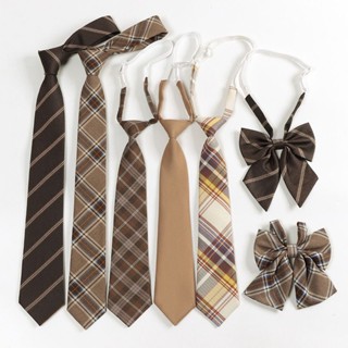 Cà Vạt Đồng Phục Học Sinh Nhật Bản Kẻ Sọc Nâu Cổ Điển jk Cô Gái Lười Miễn Phí dk Thắt Nơ Phong Cách preppy