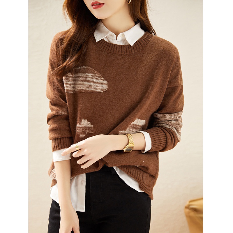 Thời Trang Áo sweater Dệt Kim Tay Dài Phong Cách Phương Tây Thời Trang Thu Đông 2023 Cho Nữ