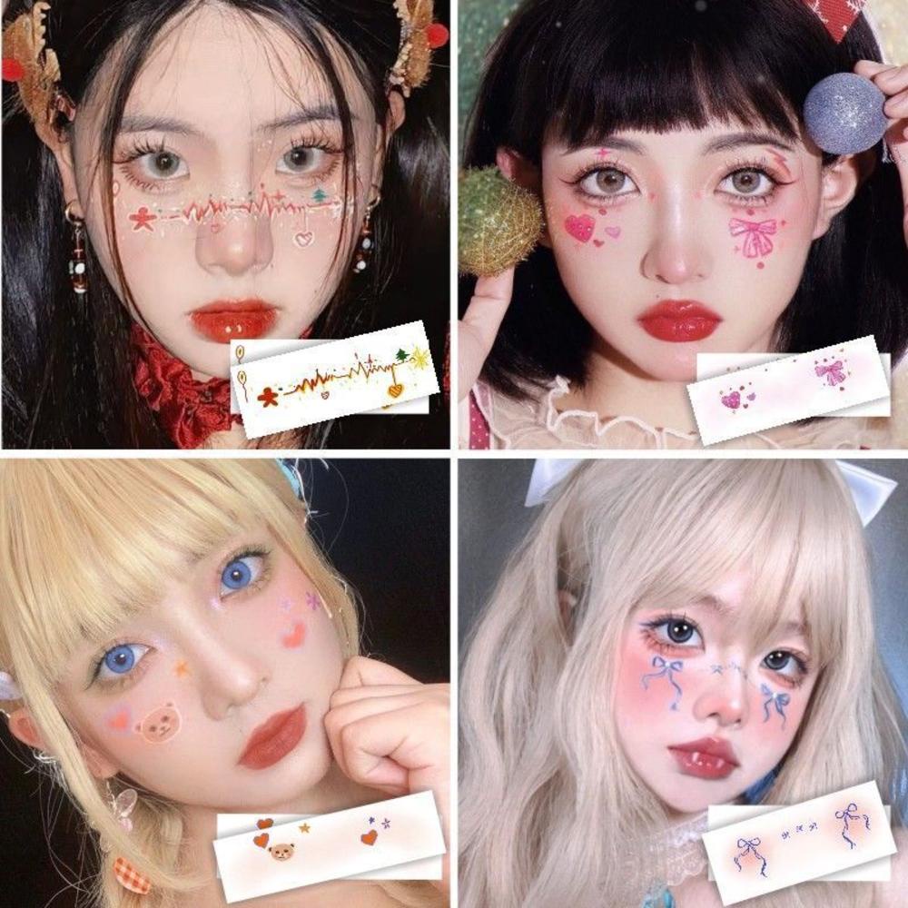 Hình Xăm Dán Trang Điểm Mặt Họa Tiết Bông Tuyết Tuần Lộc Dễ Thương Dùng Một Lần