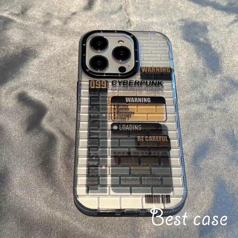Ốp Điện Thoại Họa Tiết Gạch Cảnh Báo Cho iphone 14 13 12 11 pro max