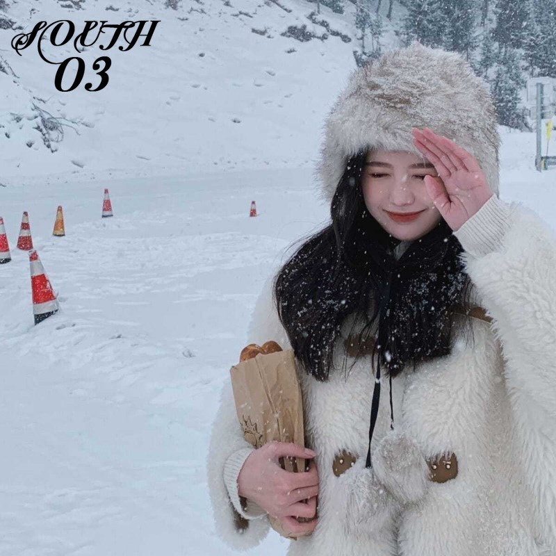 Áo Khoác Lông Cừu Trắng Dáng Rộng Thời Trang Thu Đông Mới 2023 Cho Nữ