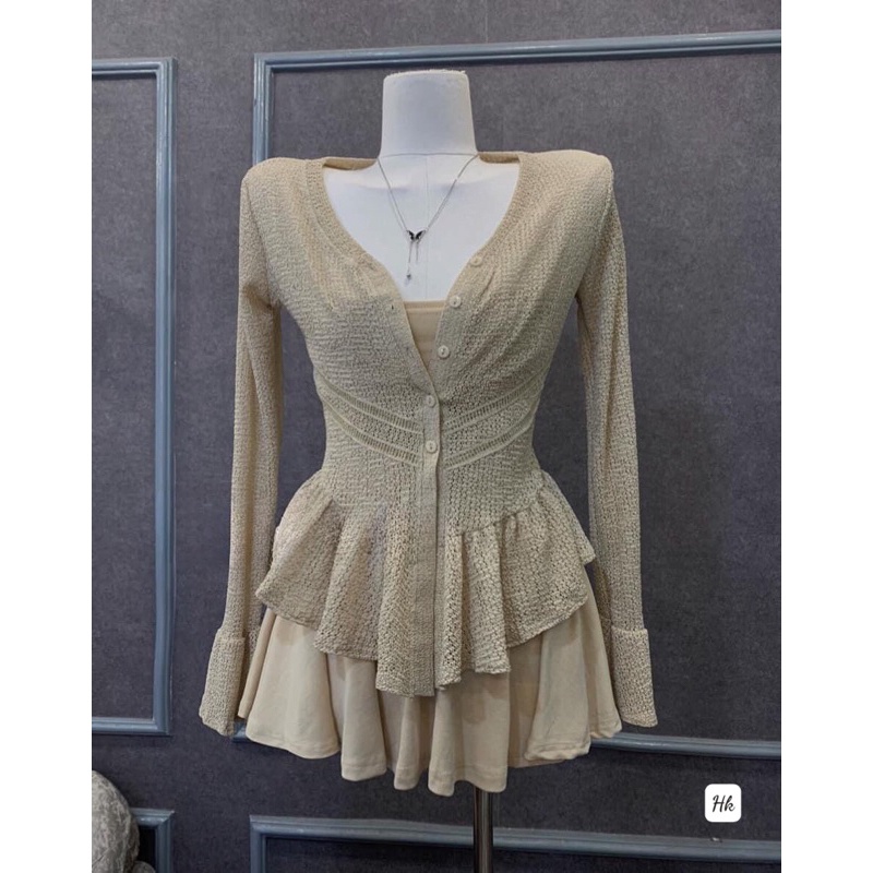 Set áo len chân váy