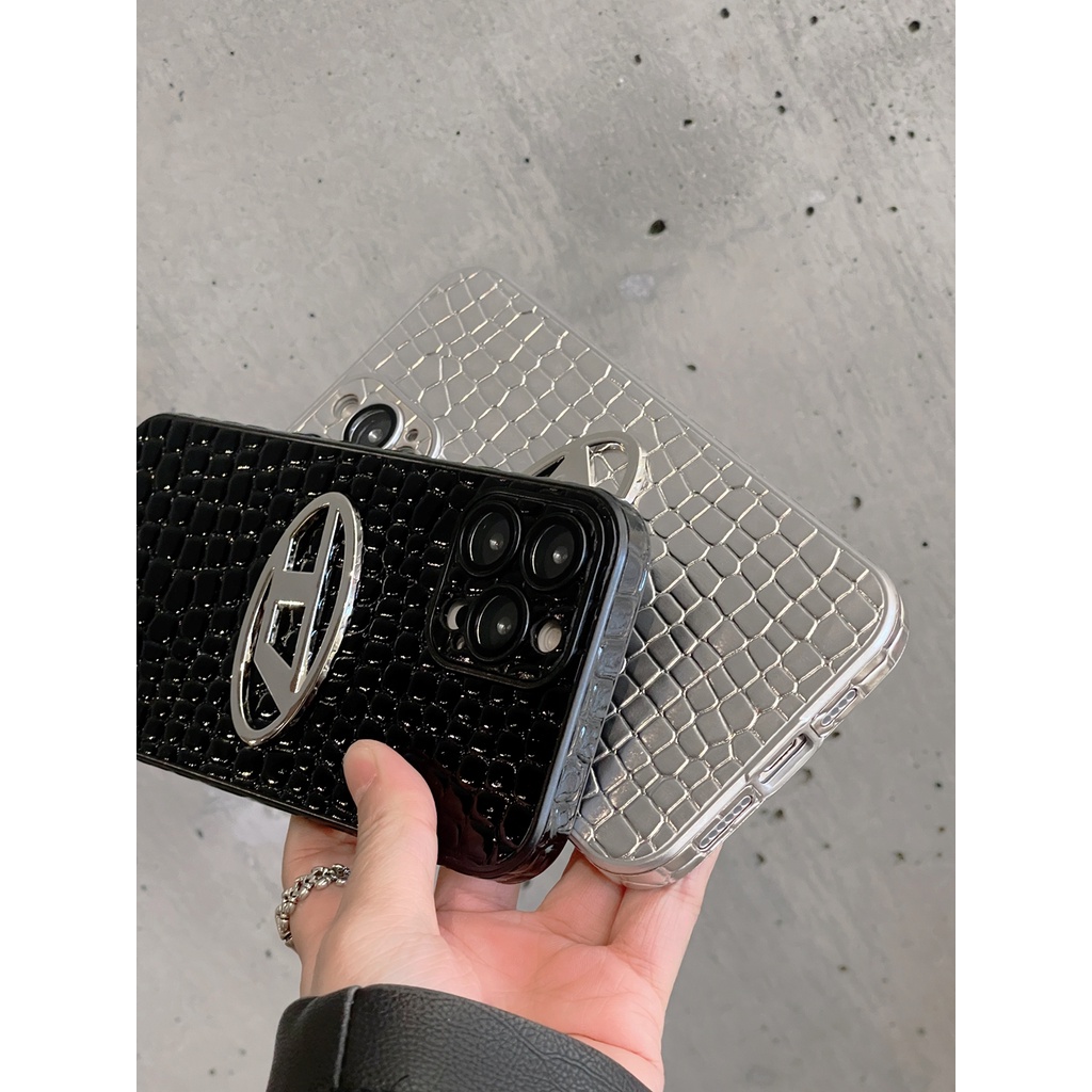 Mới Ốp Điện Thoại Da Cá Sấu Màu Đen Cho iphone 15 pro max 14 pro 13 pro max 12 pro max 11 12 13 14 15 pro