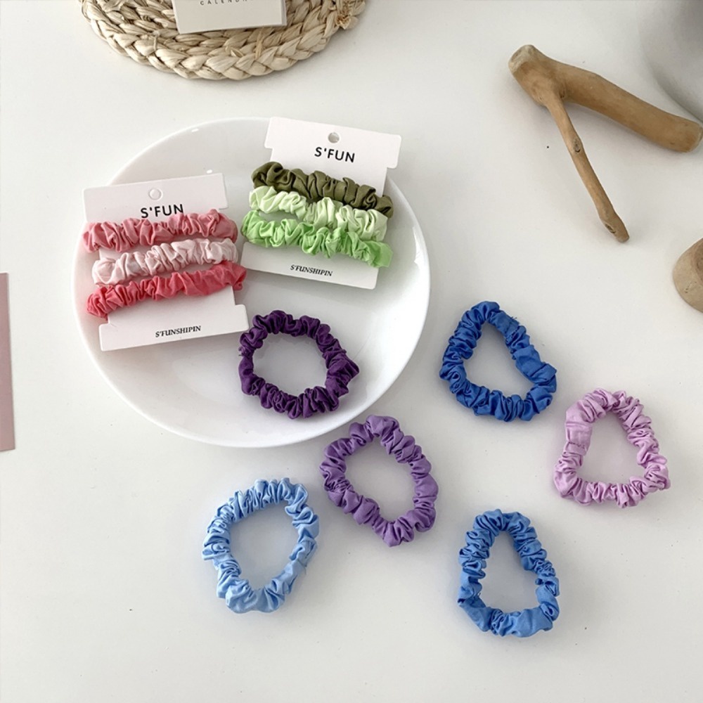 Set 3 Dây Cột Tóc Vải Co Giãn Thời Trang Vintage Cho Nữ