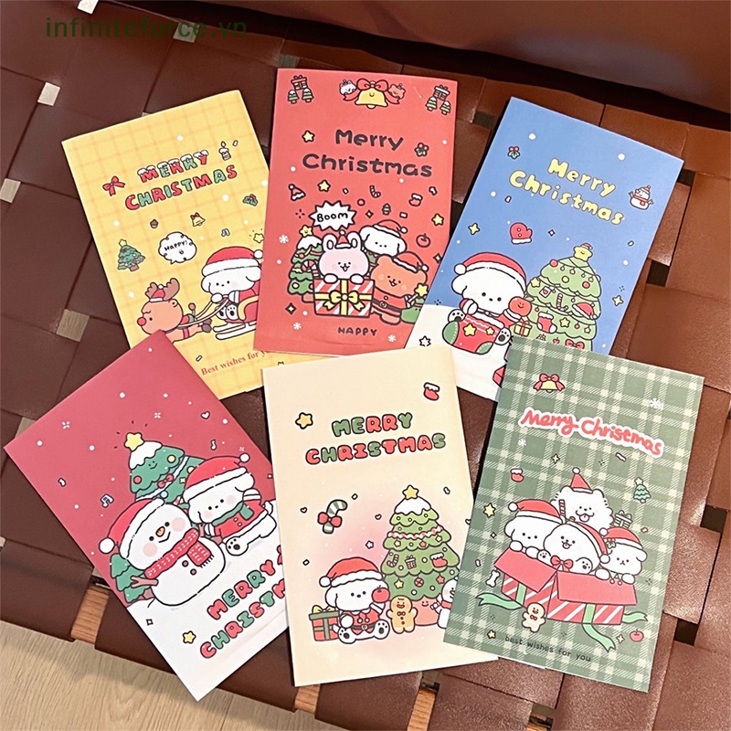 Set 10 Túi Giấy Đựng Kẹo / Quà Giáng Sinh diy Họa Tiết Hoạt Hình Dễ Thương