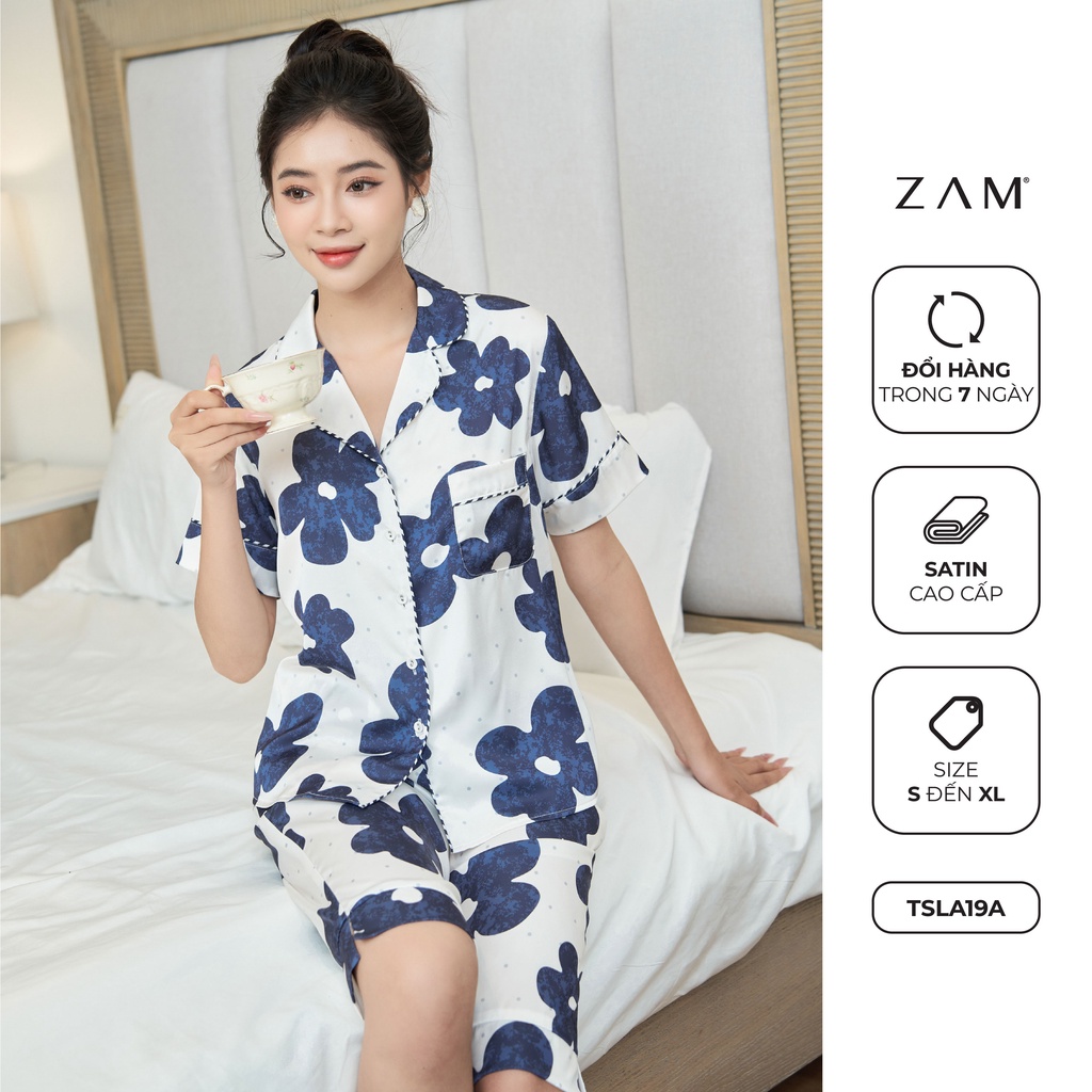 BỘ MẶC NHÀ SHE BY ZAM - TSLA19A - BỘ NGẮN TAY QUẦN LỬNG DAISY XANH DƯƠNG