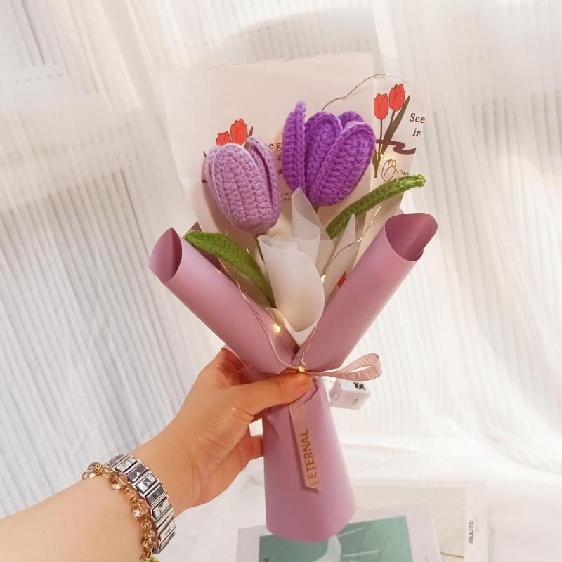 Hoa Tulip Handmade loang màu siêu xinh,bó hoa tốt nghiệp cute handmade làm từ len mix,tặng người yêu