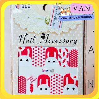 Bộ 10 sticker dán móng full móng hoạ tiết dễ thương