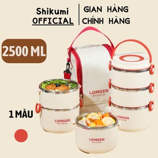 Cặp lồng giữ nhiệt lúa mạch inox304 shikumi 1/2/3 tầng 4 lớp ruột inox giữ nhiệt đến 4 giờ tặng kèm muỗng lomsen