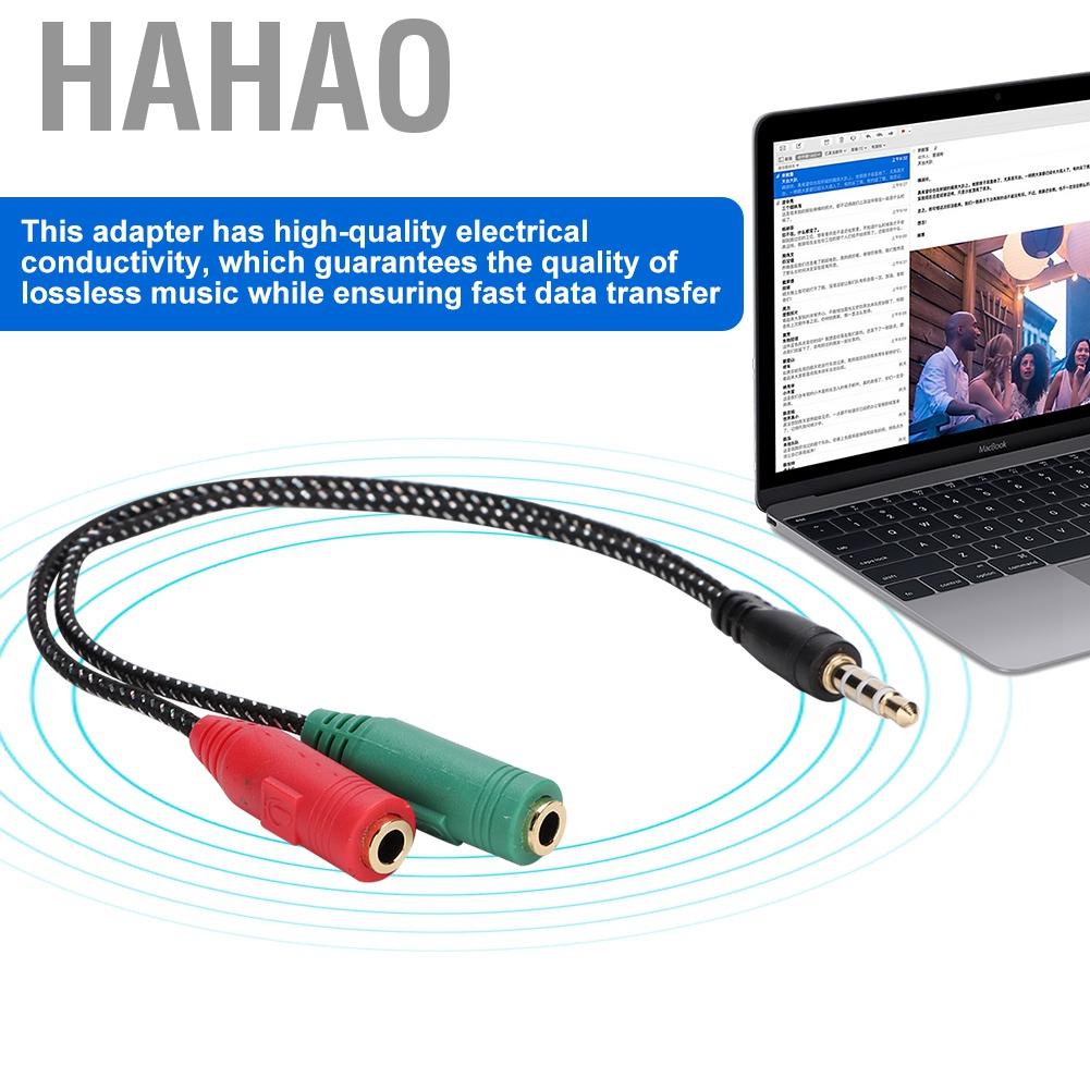 Hahao 3.5mm Double Earphone Microphone Adapter Headset Couple Audio Splitter
