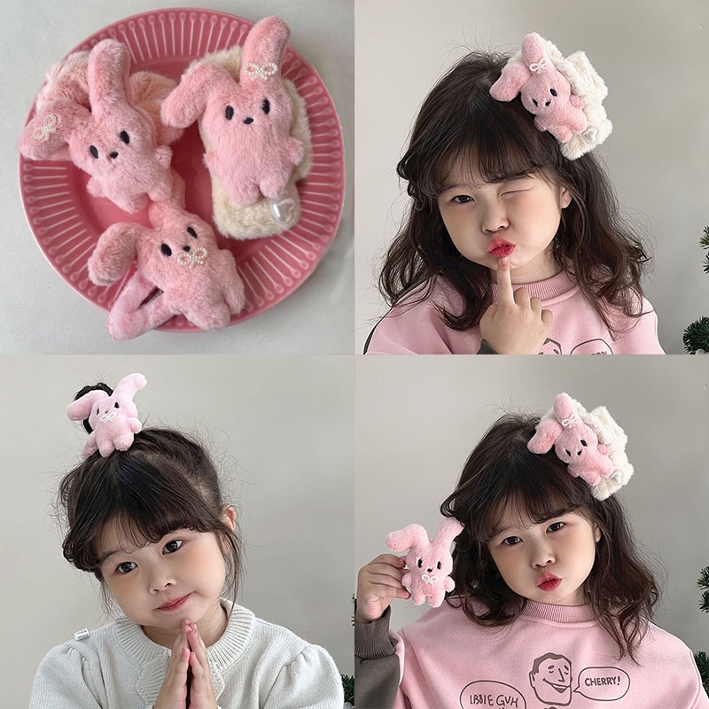 Kẹp Tóc Hình Thỏ Hồng Đính Đá Dễ Thương Cho Nữ charms
