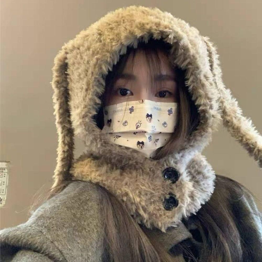 Muvako Mũ Tai Thỏ Dệt Kim Dễ Thương Phong Cách Nhật Bản y2k