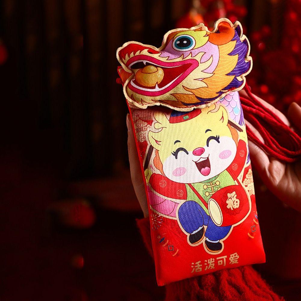 Mxmio Ví Đựng Tiền Xu Hình Rồng Trung Hoa Bằng Lông Nhung May Mắn