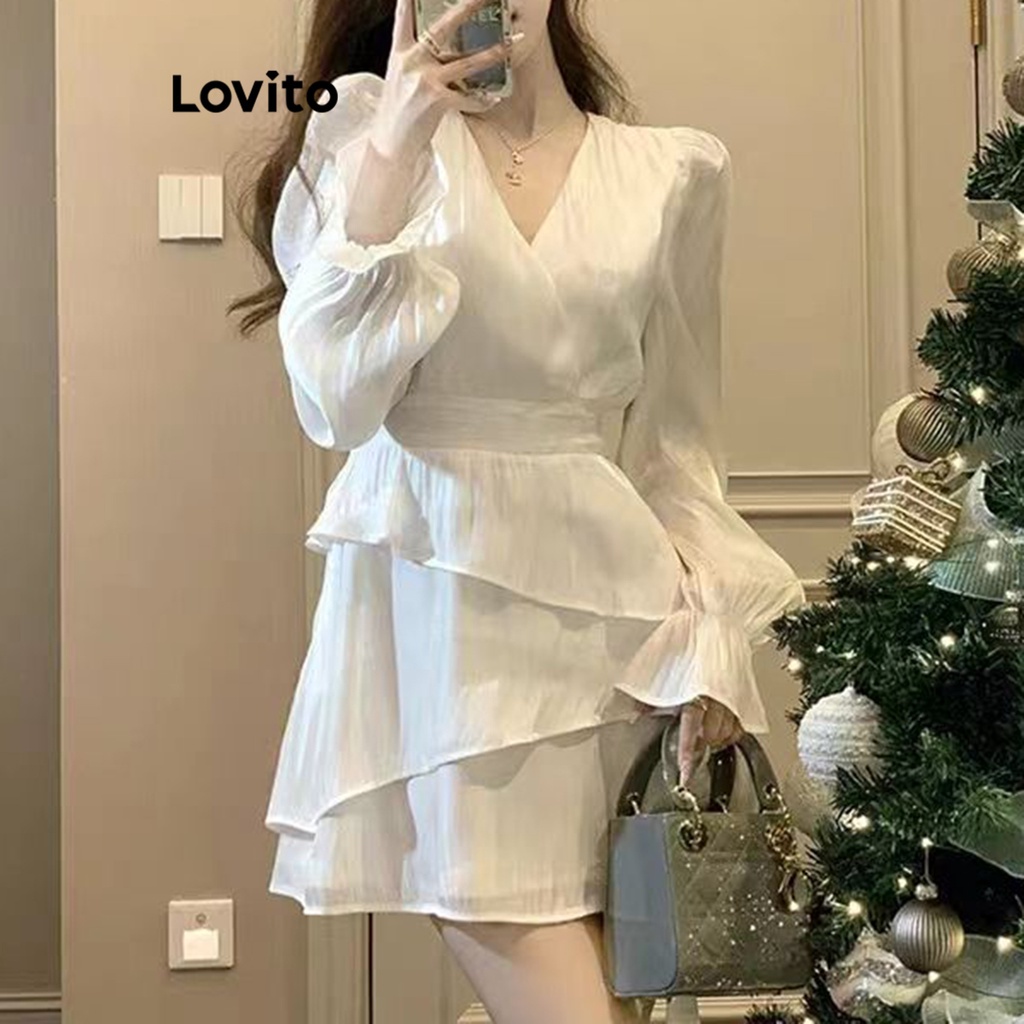 Lovito Váy tầng trơn thông thường dành cho nữ LNE27259 