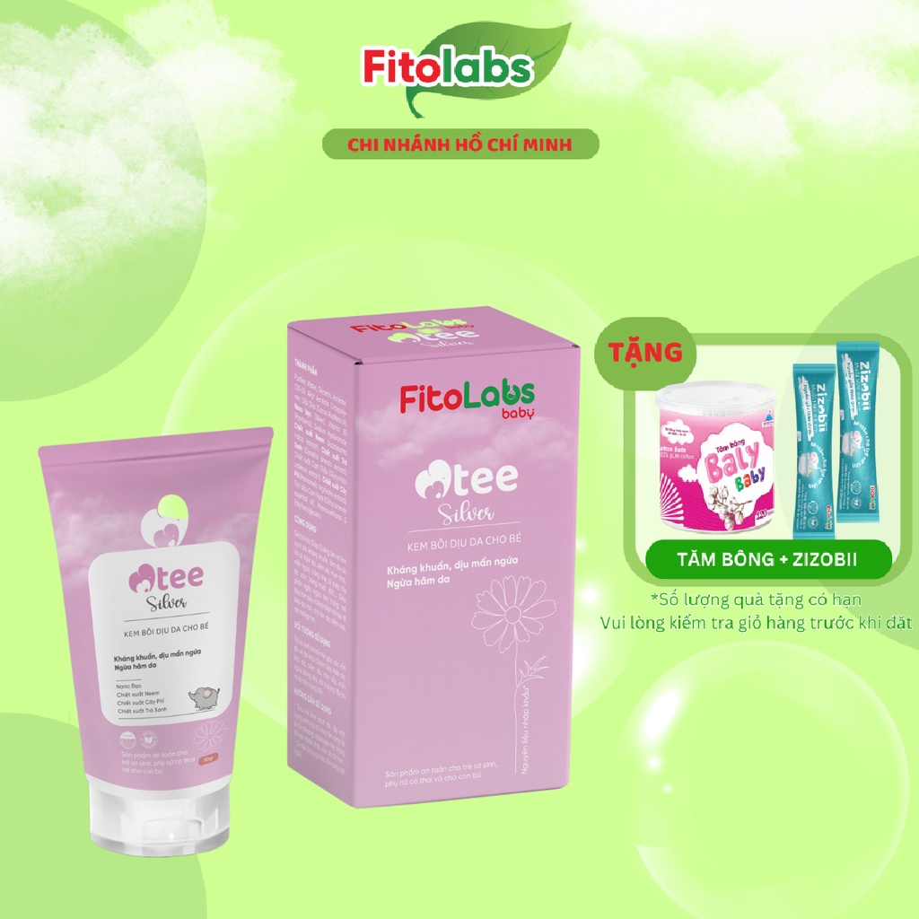 Kem Bôi Da Fitolabs Otee Silver Chứa Nano Bạc Giúp Làm Sạch Da, Giảm Ngứa, Hạn Chế Chàm, Rôm Sảy Cho Bé Tuýp 30g FITO6