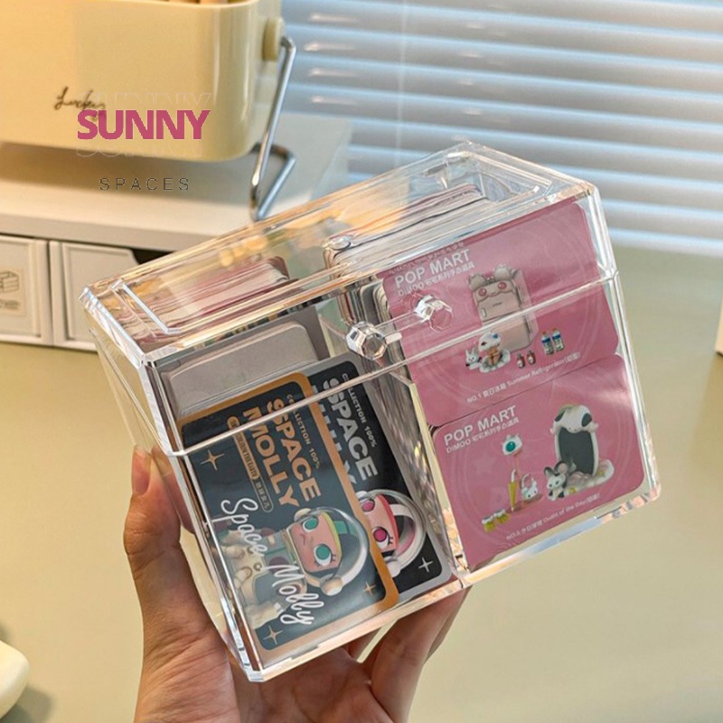 Hộp Đựng Thẻ Trưng Bày 2 Ngăn Bằng acrylic Trong Suốt 400 Tấm 12x10.5cm