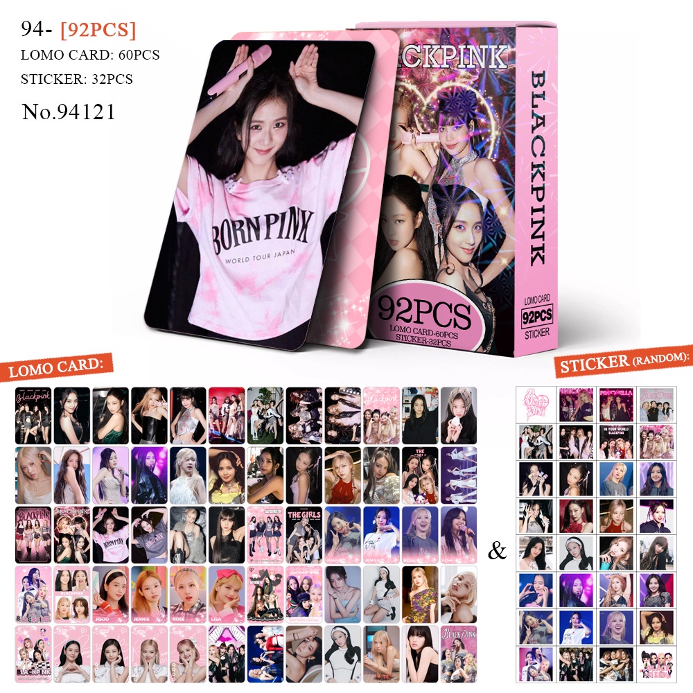 BLACKPINK Photocard Lisa Rose Jennie Lomo Card thẻ 60 chiếc + nhãn dán 32 chiếc