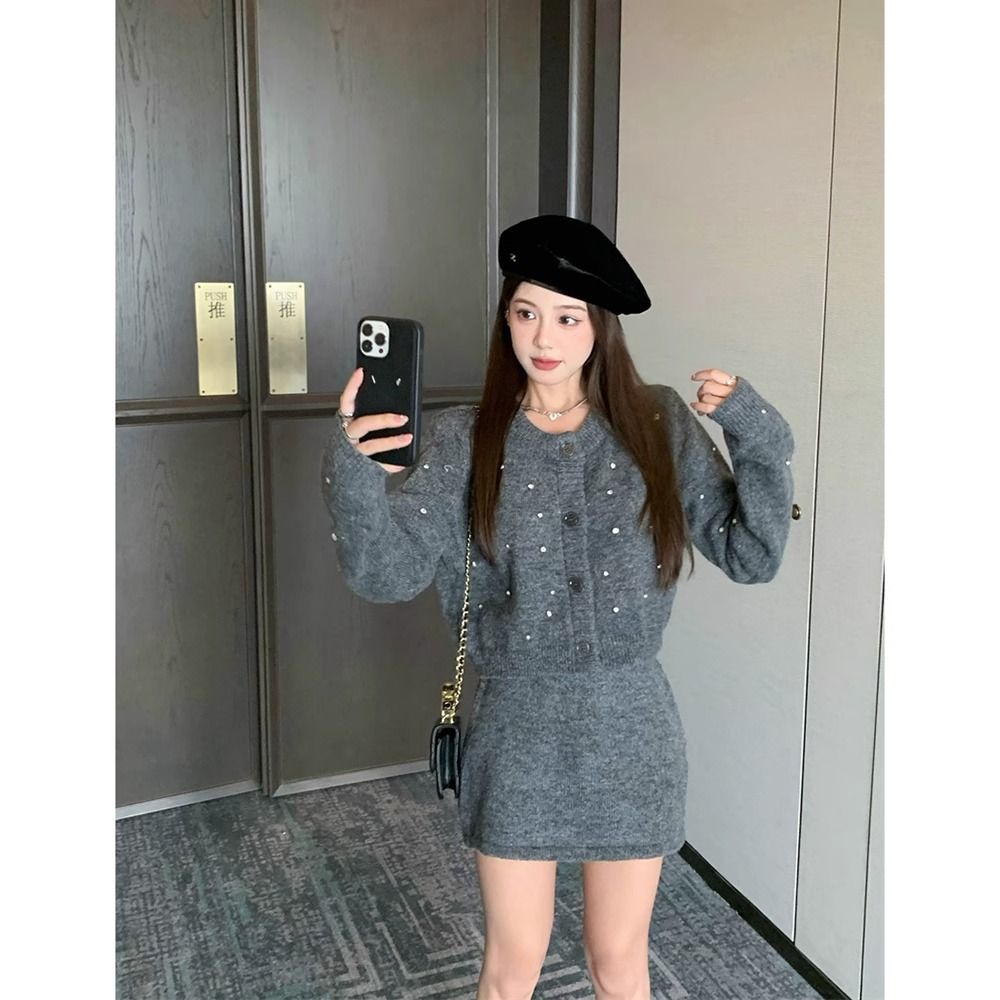 Áo sweater Dệt Kim Ngắn Tay Dài Eo Cao Thời Trang Thu Đông 2023 Mới