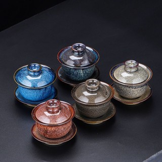 Bộ ấm chén uống trà bằng gốm sứ có nắp đậy cổ điển [bộ ấm trà) jianzhan