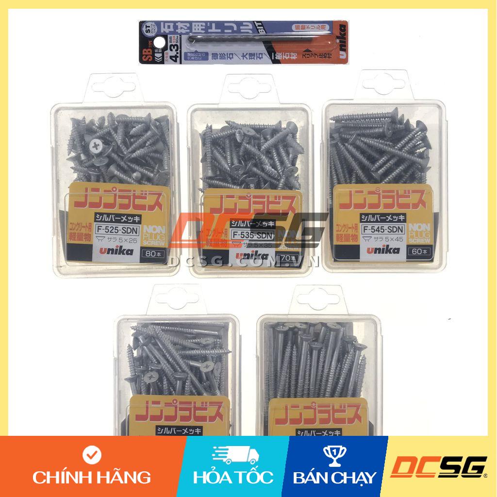 Ốc vít bắt tường, bê tông Unika M5 đầu bằng kèm mũi khoan mồi SB4.3mm
