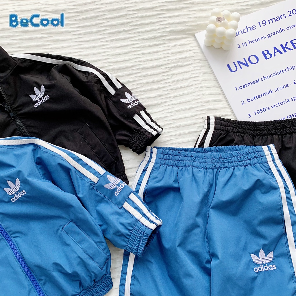 Set Quần Áo Gió Thể Thao Adidass Siêu Xinh Cho Bé, Bộ Quần Áo Thu Đông Cho Bé Từ 10-27kg