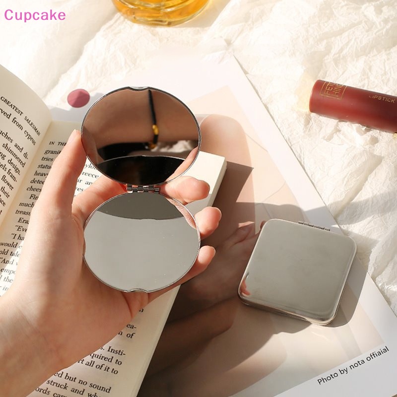 1 Gương Trang Điểm Cầm Tay Bằng Thép Không Gỉ Thiết Kế Hai Mặt Tiện Dụng