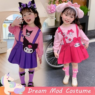 Kuromi bộ đầm hóa trang công chúa sanrio tay dài màu tím hồng dành cho bé gái