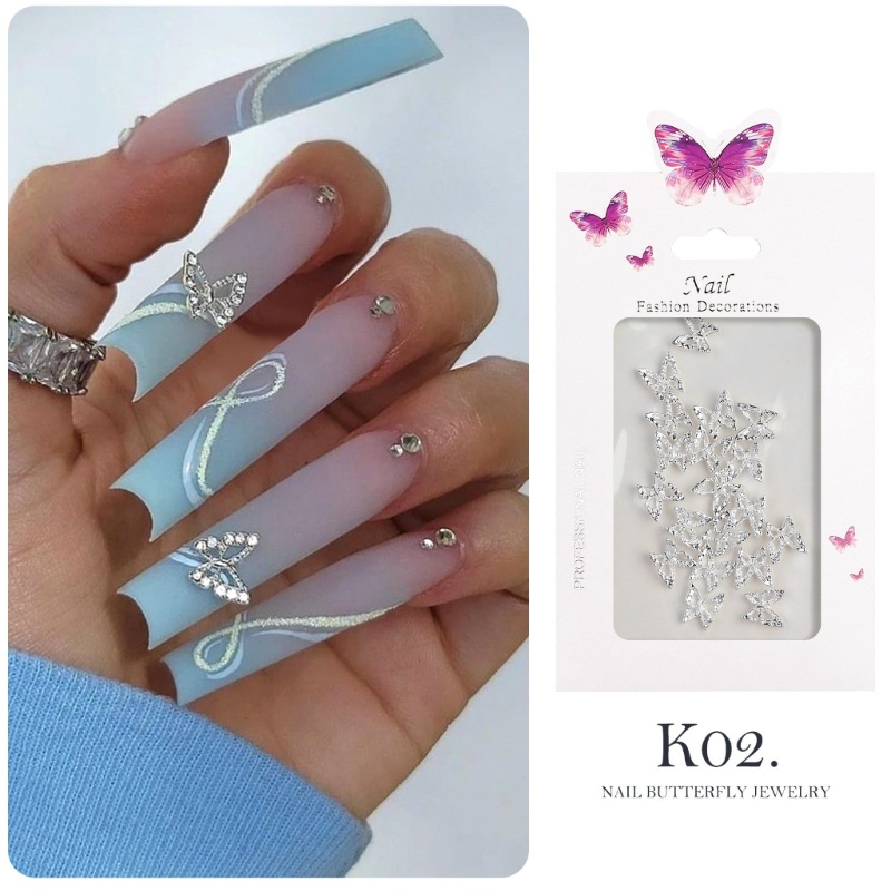 ✿ Set 20 Phụ Kiện Trang Trí Móng Tay 3d Hình Bướm Xinh Xắn