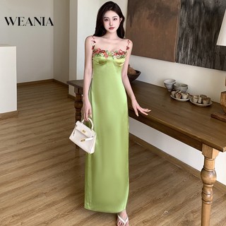 Đầm satin Phối Ren Cổ Khoét Sâu Gợi Cảm Dành Cho Nữ