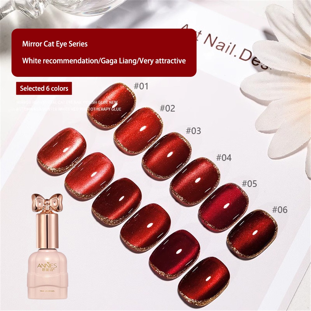 6 Tùy Chọn ANNIES Gel Sơn Móng Tay Anh đào Ruby đỏ Cat Eye Gel Sơn Móng Tay Móng Tay Nghệ Thuật Pha Lê 10ml Sơn Móng Tay Laser Nam Châm Ngâm Tắt đèn LED UV * KÍNH